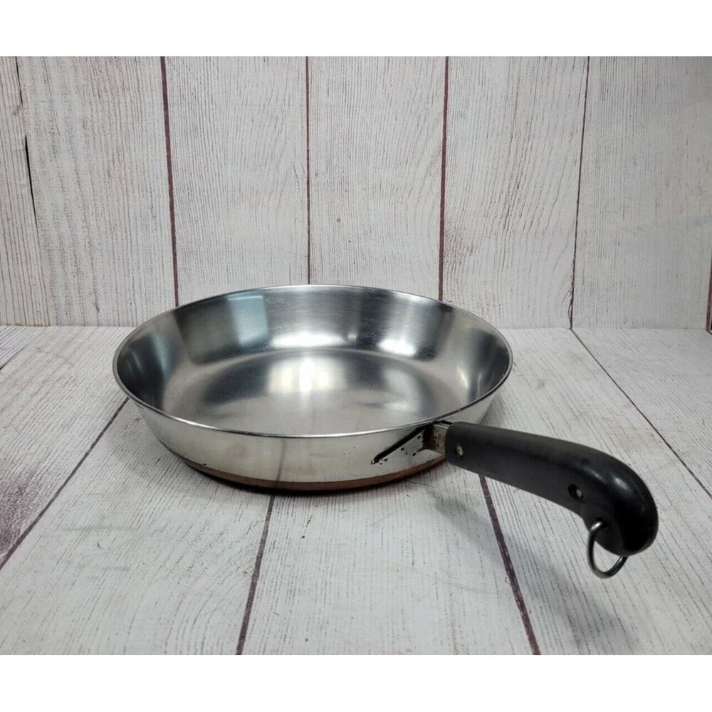 Vintage Revere Ware Copper Clad Bottom Skillet w Glass Lid 2272609 Free Shipping